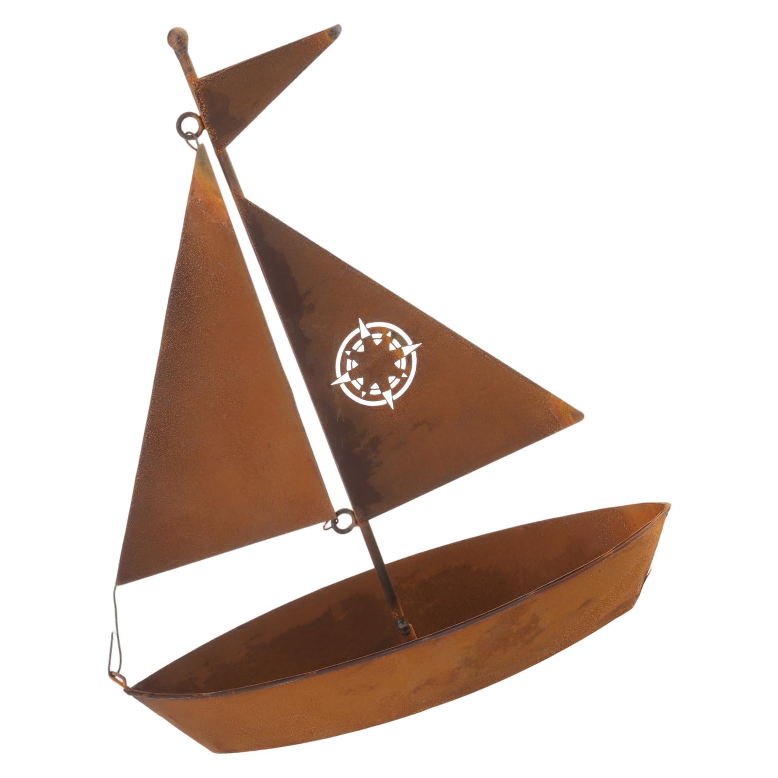 BWANGIAO Unique Sailboats Shape Metal Flower Pots Elegant Rusty Sailboats Alloys Planter for Indoor Outdoor Decoration