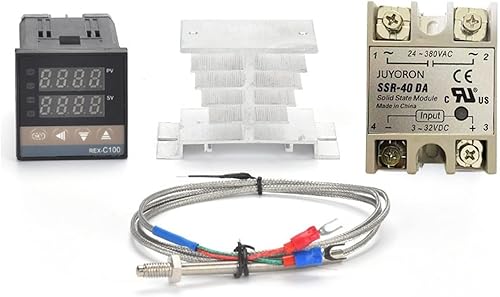Miniatura 8 de C100 Digital PID Thermostat Temperature Controller Digital REX-C100/ 40A SSR Relay/K Thermocouple Probe/Heat Sink(SSR Output only)