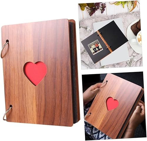 Miniatura 7 de Álbum de recortes de corazón Álbum de fotos de madera Álbum de fotos de recuerdo juvenil de papel de bebé