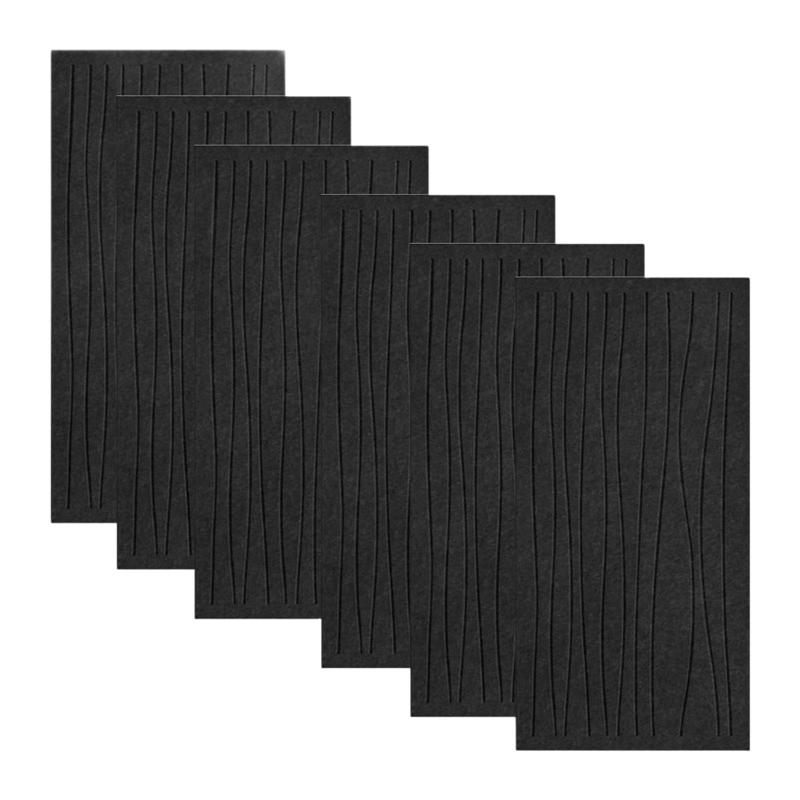 6 Pannelli Acustici Decorativi E Fonoassorbenti di Dimensioni 60 Cm X 30 Cm per La Riduzione Del Rumore Negli Ambienti, Nero