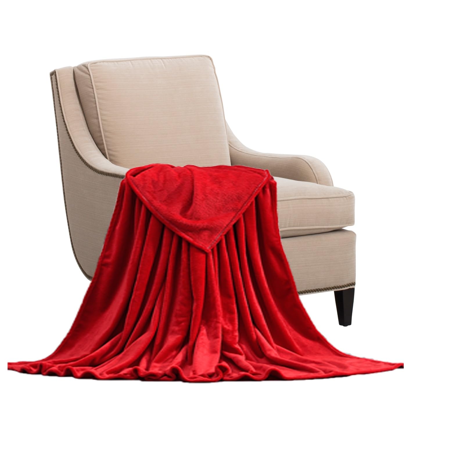 STGAO Fleece Throw Blanket 110 x 120 cm All Season Fleece Blankets Flannel Blanket for Bedroom, Couch, Travel, Kids, Camping, Red