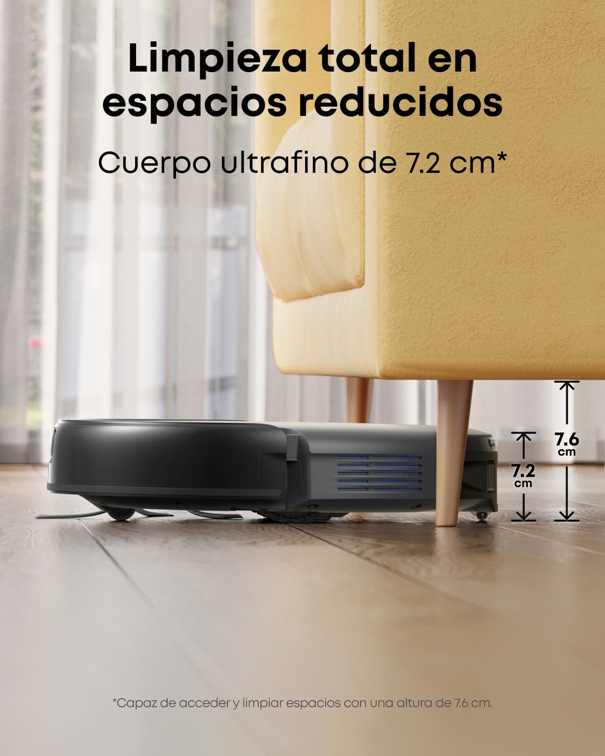 eufy C10 robot aspirador con estación de succión automática, diseño ultraplano 7,2 cm, limpieza alfombras, cepillo extensible para esquinas, vaciado automático, láser y navegación infrarrojos