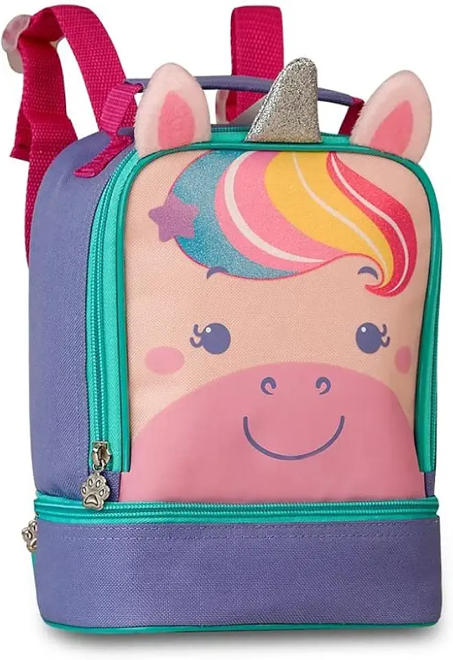 Lancheira Infantil Térmica Pets Unicórnio Roxa 9" Clio Style