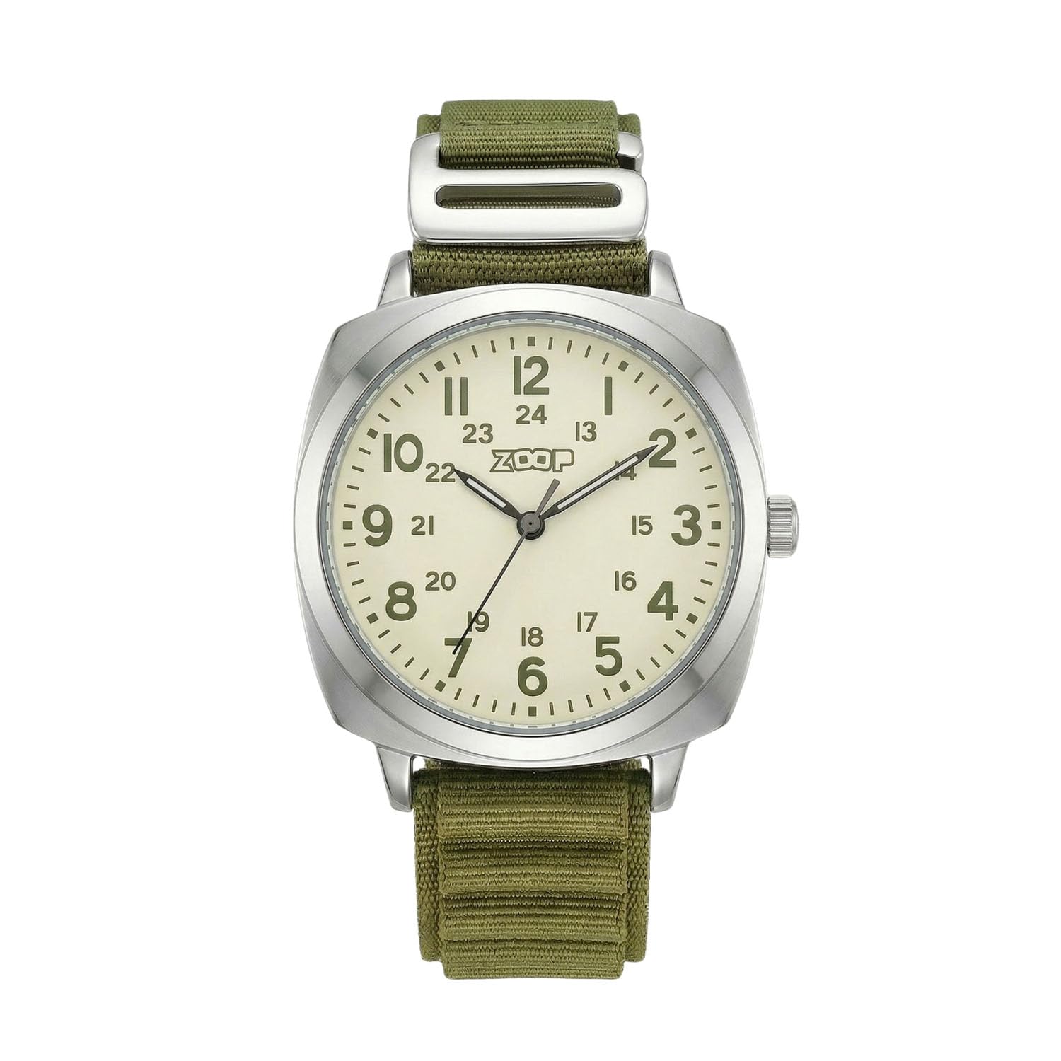 Zoop Metal Analog Watch with Olive Green Alpine Strap for Boys