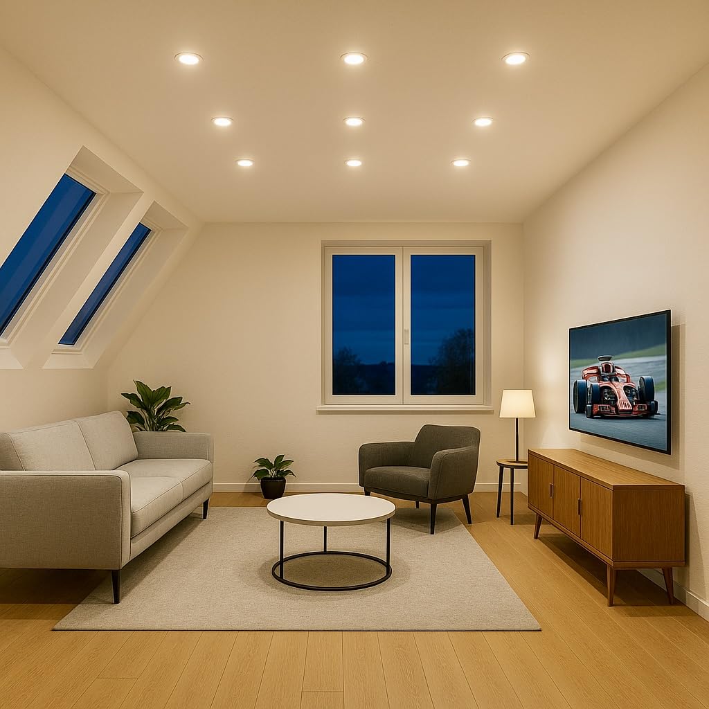 LED Einbaustrahler 12V, 5er Set, schwenkbar, 3W MR16, inkl. Trafo & 120 cm Kabel (AMP), 250 lm, 55 mm Einbautiefe, IP20 – ideal für Wohnräume, Küche & Flur, Deckenstrahler in Weiß