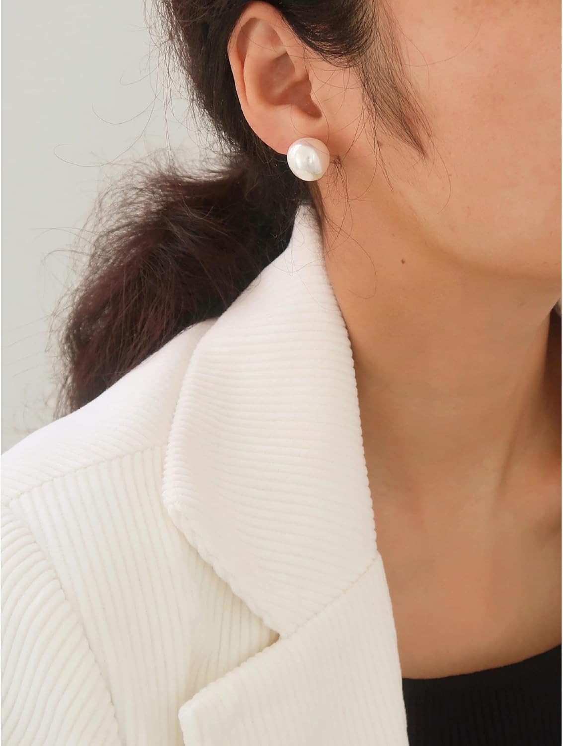 Big Simulated Pearl Earrings -18K Gold Plated Sterling Silver Oversized Faux Round Large Pearl Studs for Women,Hypoallergenic to Sensitive Ears - Image 4