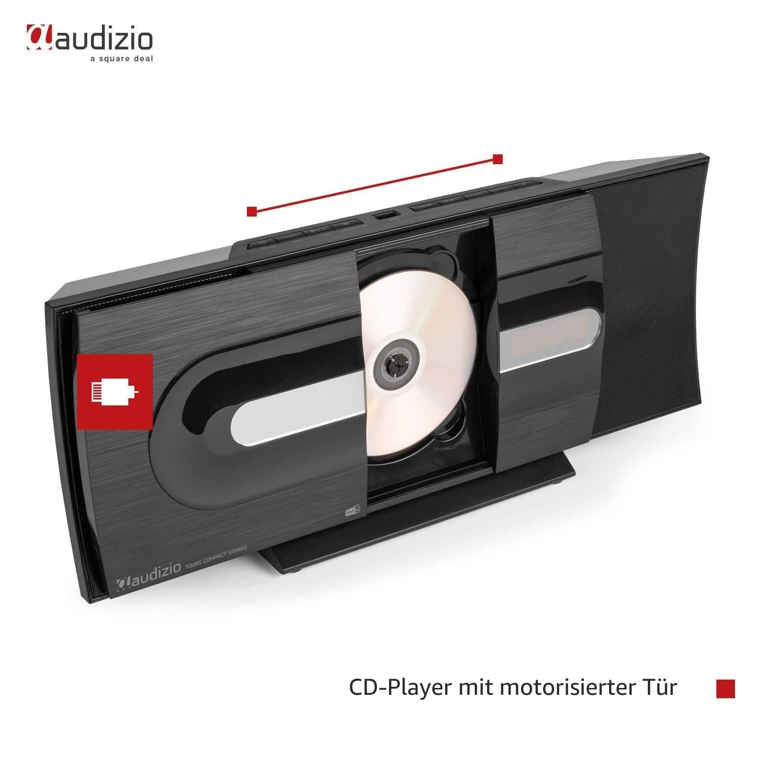 Audizio Tours - Stereoanlage Kompaktanlage mit CD, DAB Radio mit Bluetooth, MP3, USB, Küchenradio DAB Plus Radio mit Fernbedienung, Digitalradio Tuner, Schwarz