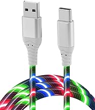 2M Bright USB C Cable, USB A to Type C Cable Quick Charge 3A Turn on Multi LED Android Phone Charger for Data Transfer and Charging iPhone Pro Max Samsung S23 iPad PS5 Colour