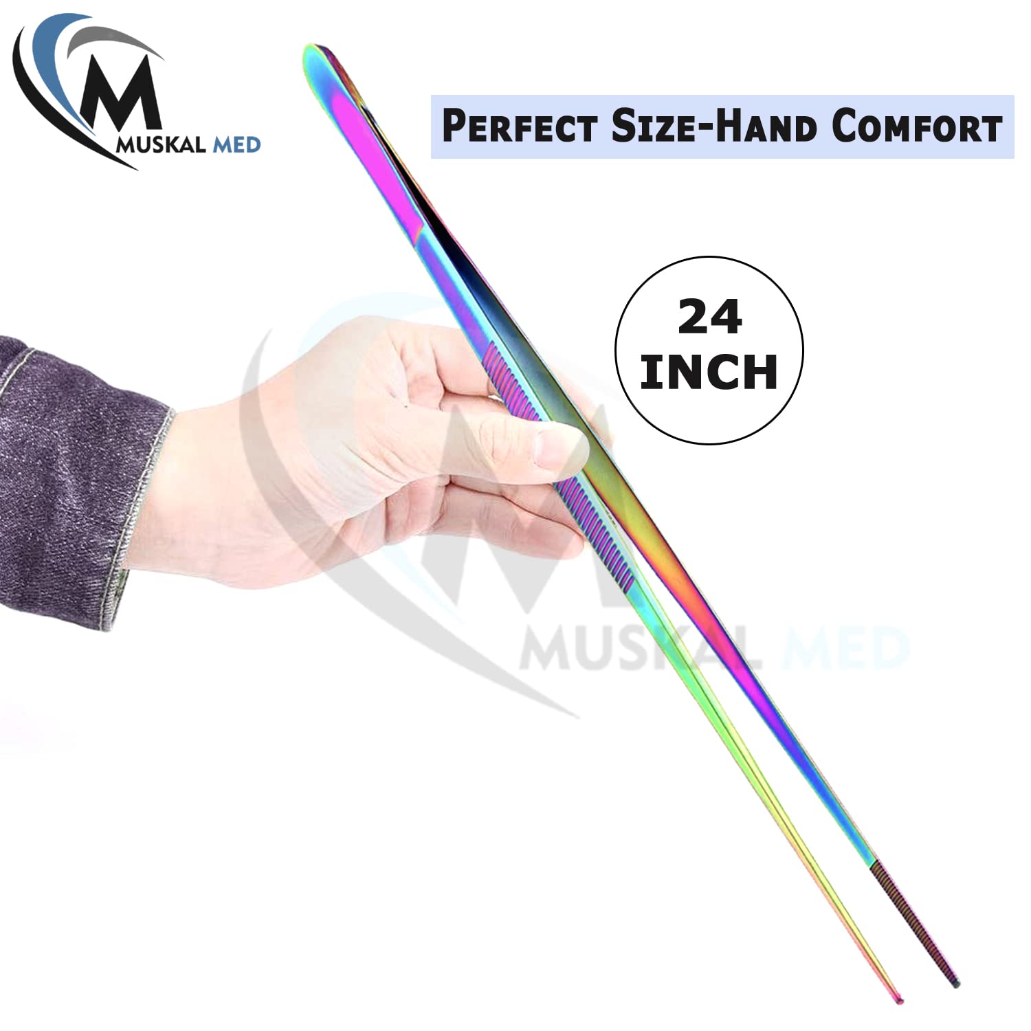 Pinzas rectas de acero inoxidable para acuario, para peceras, plantas acuáticas, mango largo, pinzas de alimentación de reptiles, 61 cm, multicolor