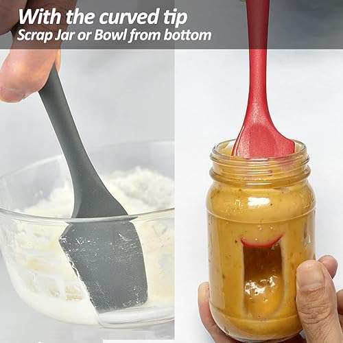 Miniatura 5 de Juego de mini espátulas de silicona, espátula pequeña curvada con cuenco poco profundo para cocina, espátula raspadora sin costuras para cocinar,