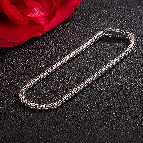 Pulsera Clásica Hombre Plata 925 Cadena Caja 3MM 6.3 in miniatura 6