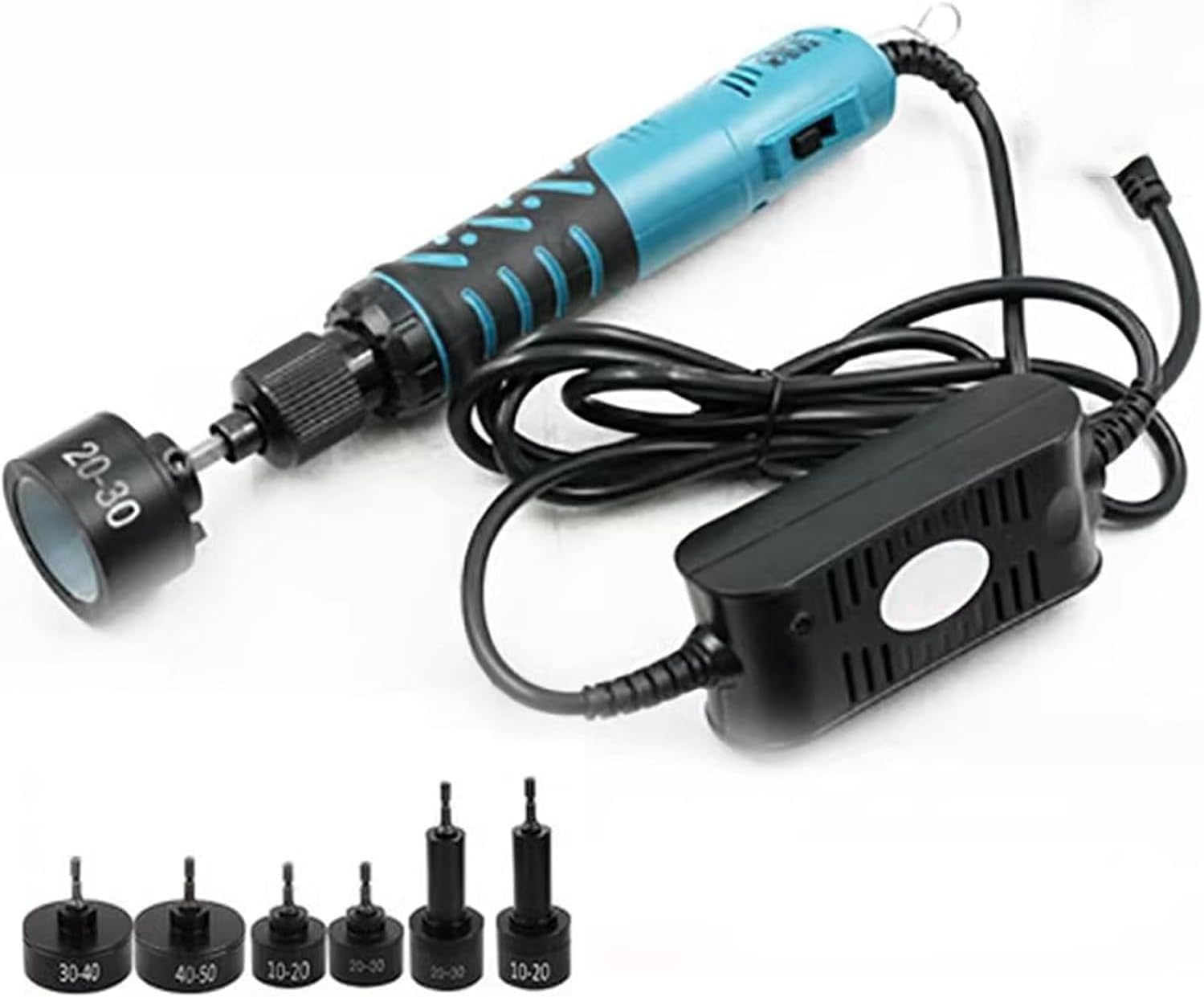 GYKOZY Electric Bottle Capping Machine - Handheld Screw Capping with 6 Adjustable Heads, 800-1400 RPM, Torque 2-25 Kgf.cm, Fits 10-50mm Bottle Caps