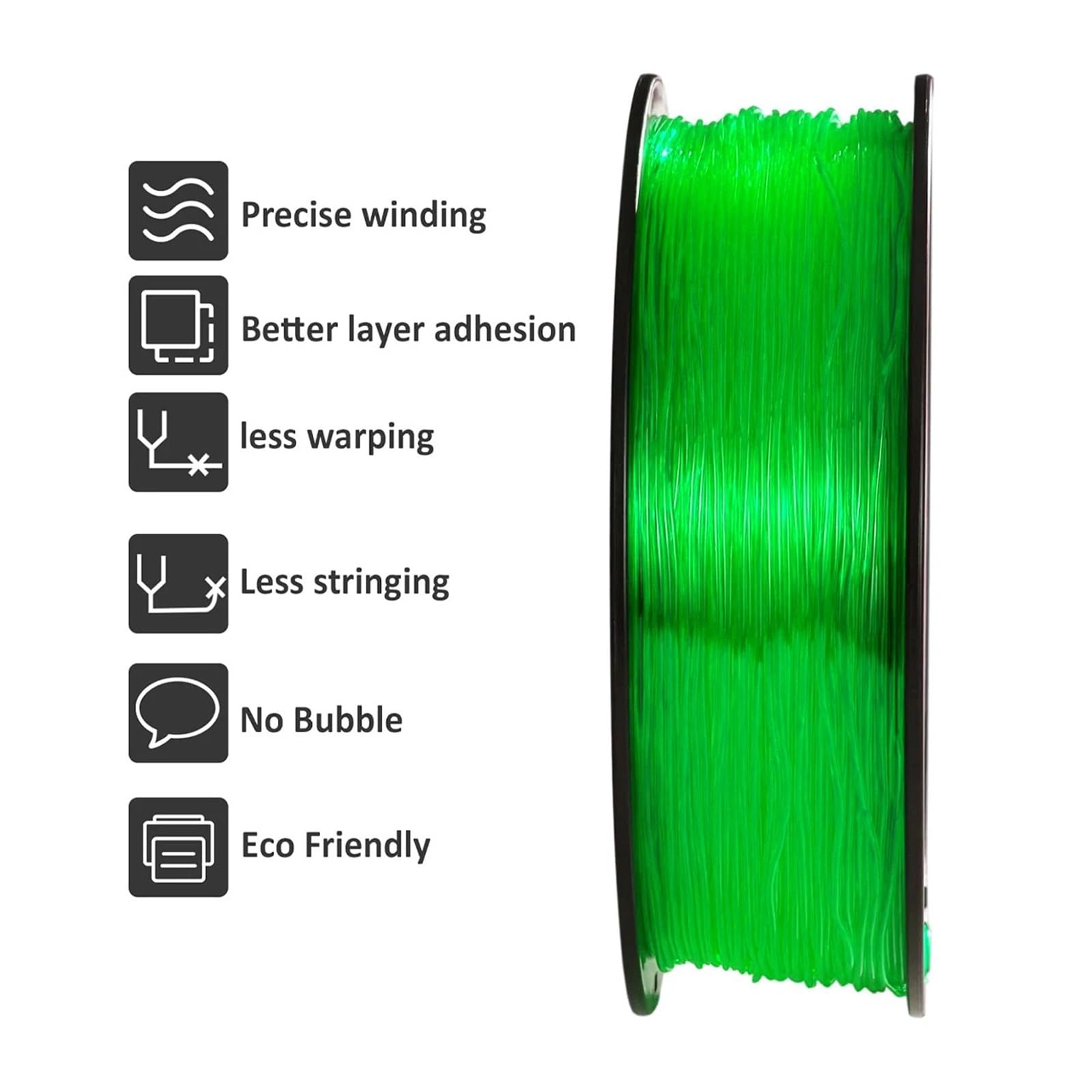 95A 3D-Druckerfilament 1 kg, klares TPU und klares grünes TPU 1,75 mm, 200 g/400 g/1000 g Rolle(Transparent 1000g)