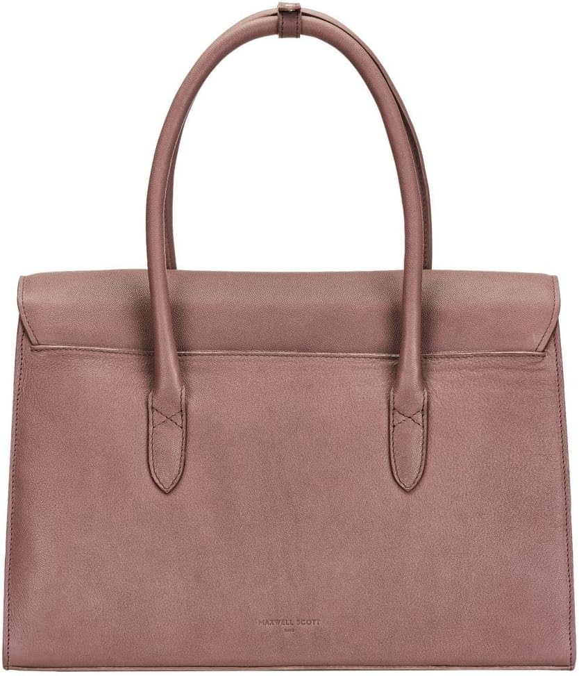 Maxwell Scott - Womens Luxury Pebbled Leather 15" / 16" Laptop Business Briefcase Purse - Made in Italy - The Fabia Taupe