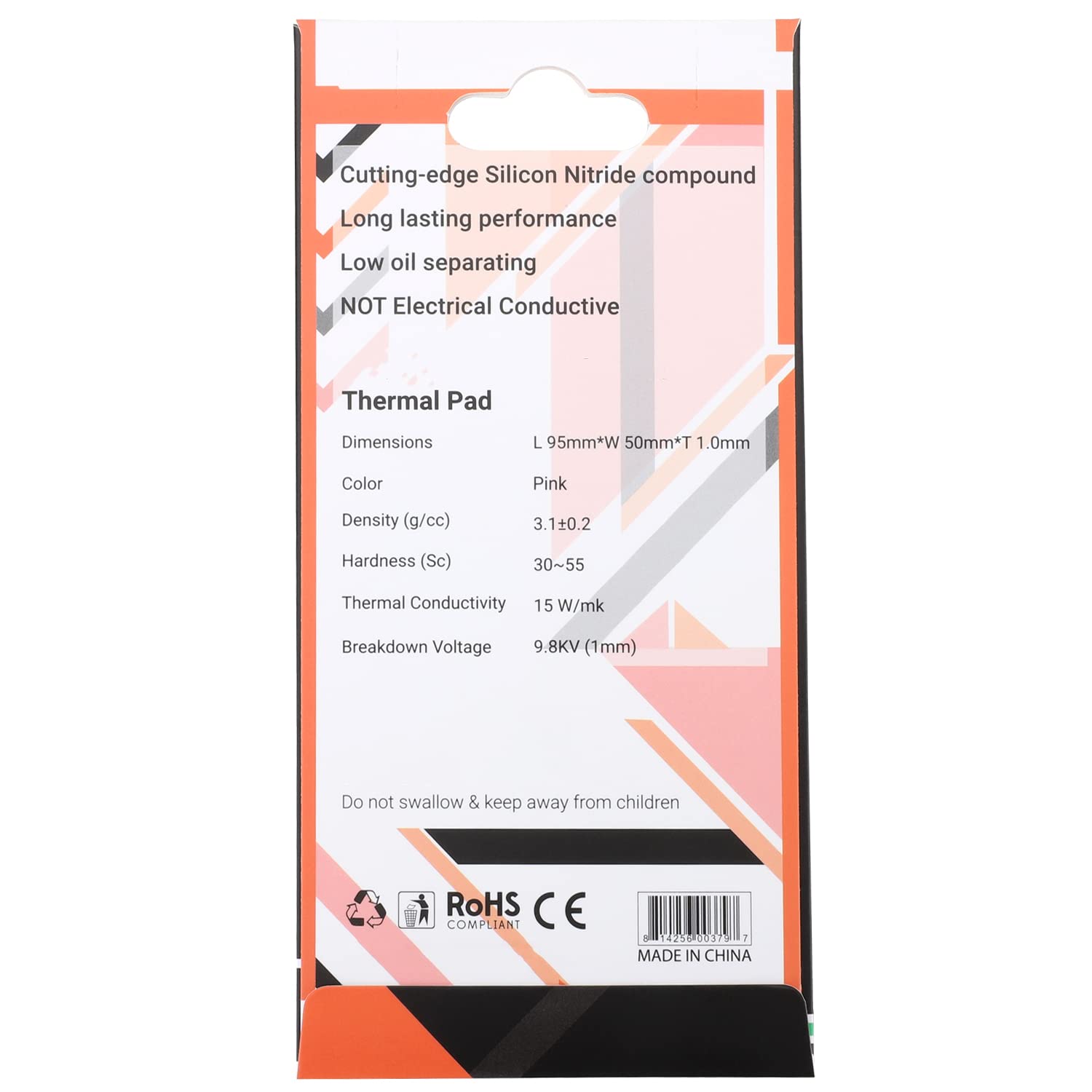 Cooling Pad 15 W/mK - 95x50x1.5mm Silicone Heat Transfer Pads For PC ...