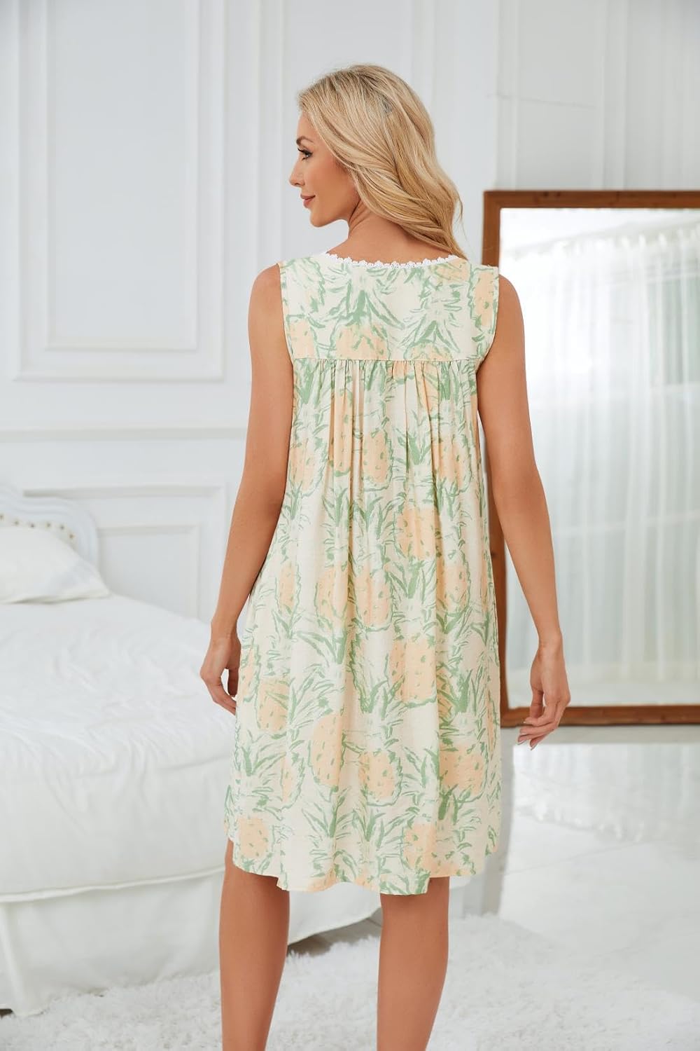 AVIIER Cotton Nightgowns for Women Sleeveless Night Gown with Pockets - Image 5