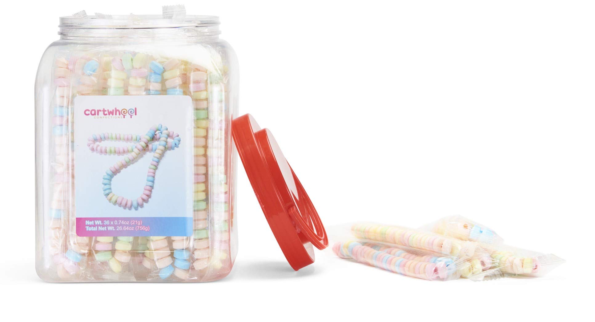 Cartwheel Confections 36 Individually Wrapped Candy Necklaces, Candy