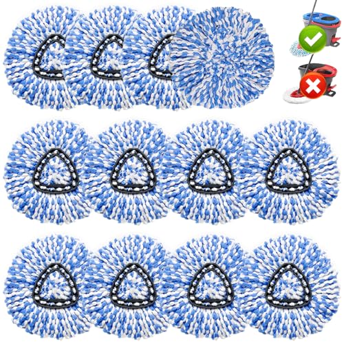 12 Pack Spin Mop Replacement Head Fit for Rinse Clean 2-Tank System Microfiber Mop Head Replacement Easy Wring Mop Refill Mop Replace Head for Floor Cleaning