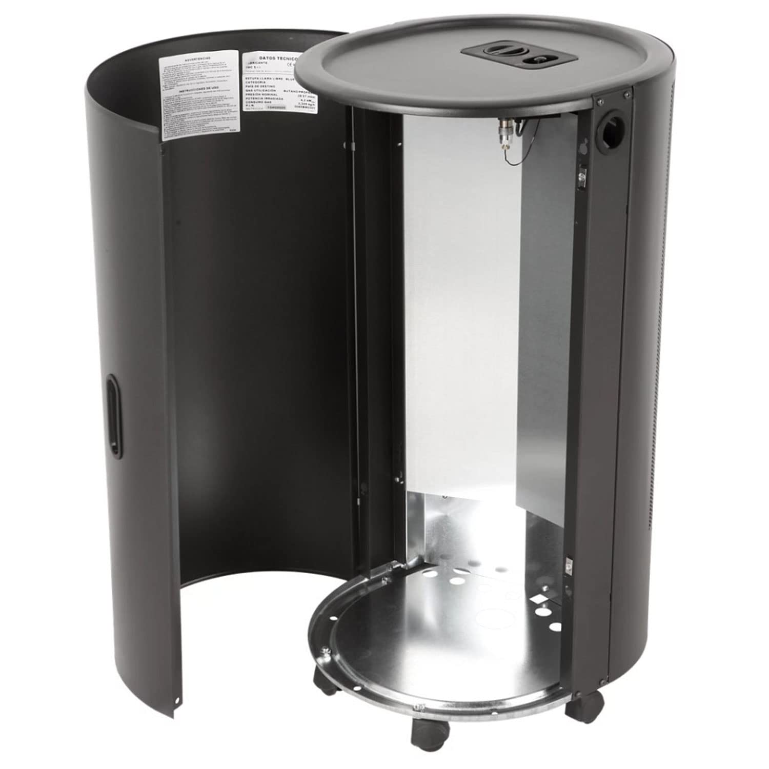 Marvin Stufa A Gas Gpl Portatile Vano Porta Bombola Potenza 4.2 Kw Riscaldante 5 Ruote con Accensione Piezo Elettrica Dispositivo di Sicurezza e Controllo Fiamma e Livello Ossigeno (Nero)