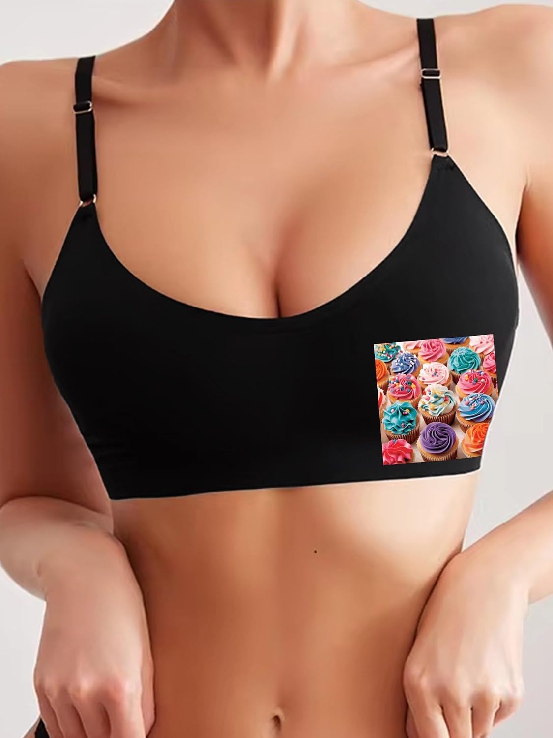 Birthday Cupcakes Bra with Adjustable Straps, Coverage Bralette, Women Seamless Bra, Push Up Wireless Bras X-Large