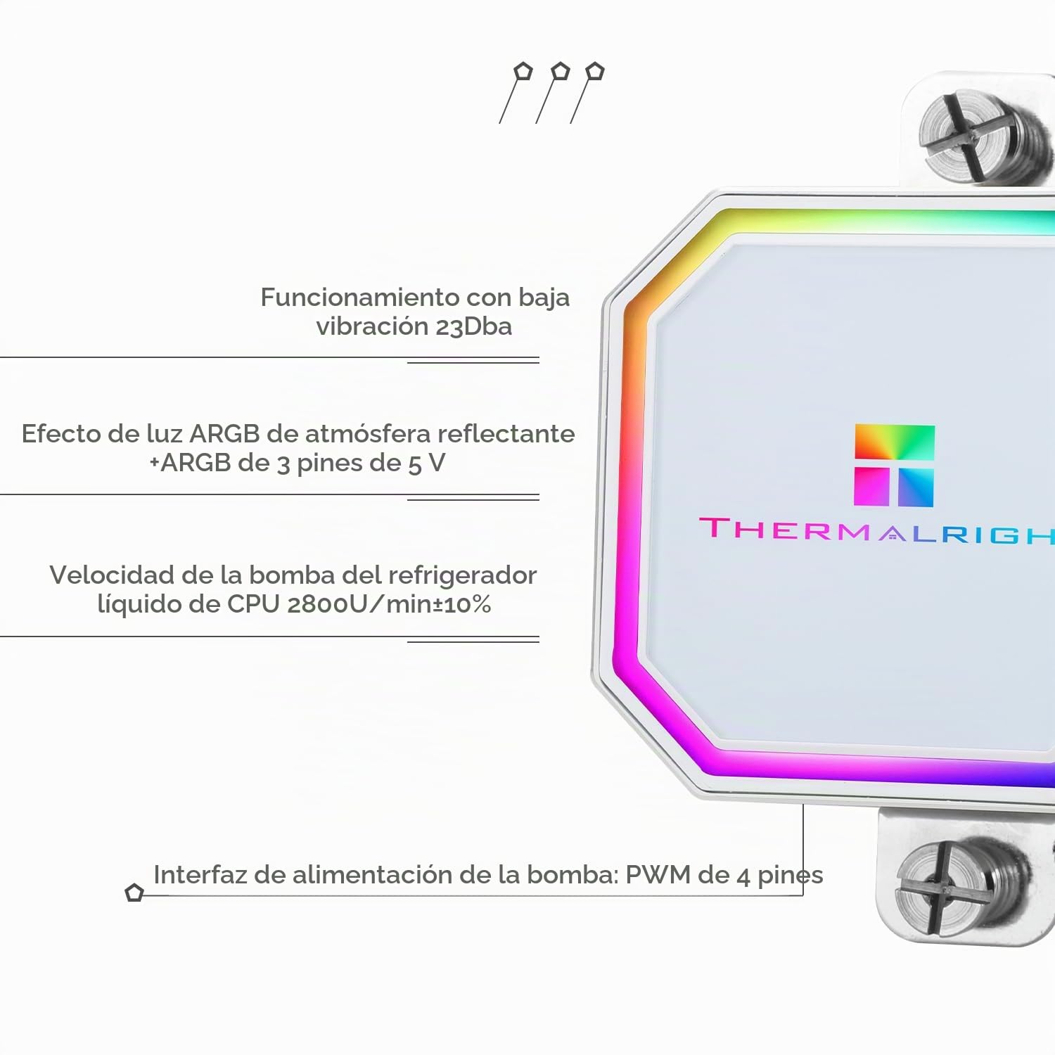 TR-Thermalright Frozen Prism 360 White ARGB Enfriador líquido para CPU, enfriador Aio 360 mm, ventilador 3 x 120 mm-2000 rpm, para AM4 /AM5, Intel LGA1851/1700/115X