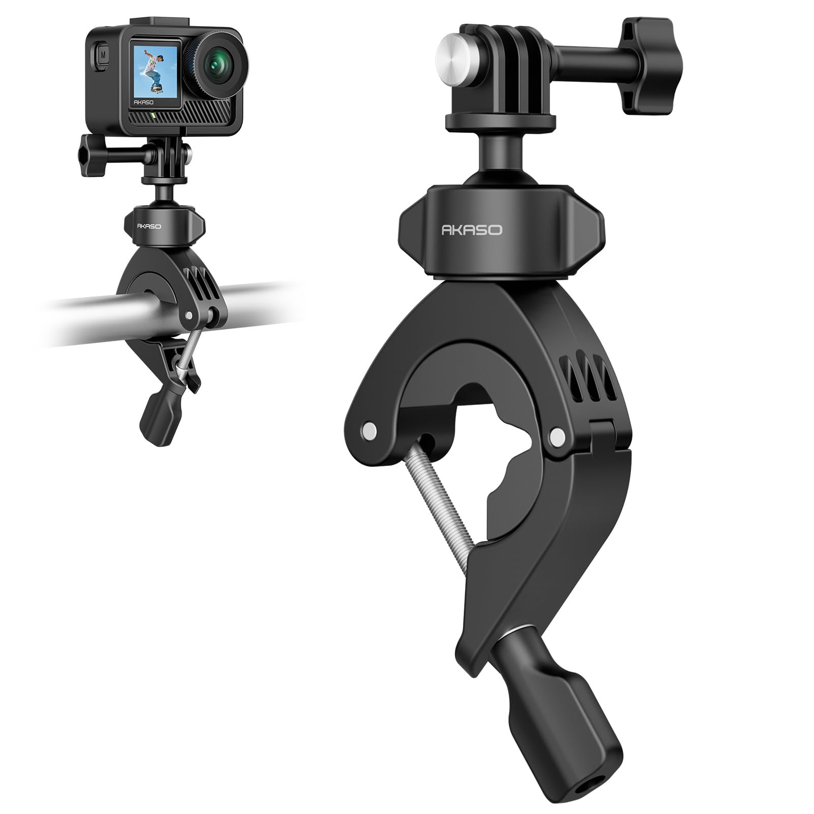 AKASO Bike Pole Mount Motorcycle Handlebar Clamp Mount for GoPro 13 12 11 10 9, EK7000/EK7000 Pro, Brave 4/4 Pro, Brave 7/7 LE, V50 X, V50 Elite