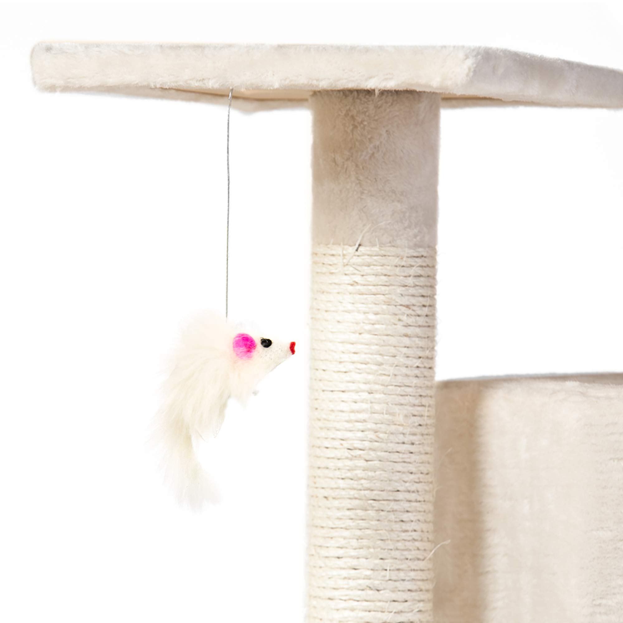 Albero per Gatto Tiragraffi Cuccia Torre Giocattolo Gatti Parco Giochi Graffiatoio in Sisal Naturale 203 x 60 x 60 cm (Colore Beige)