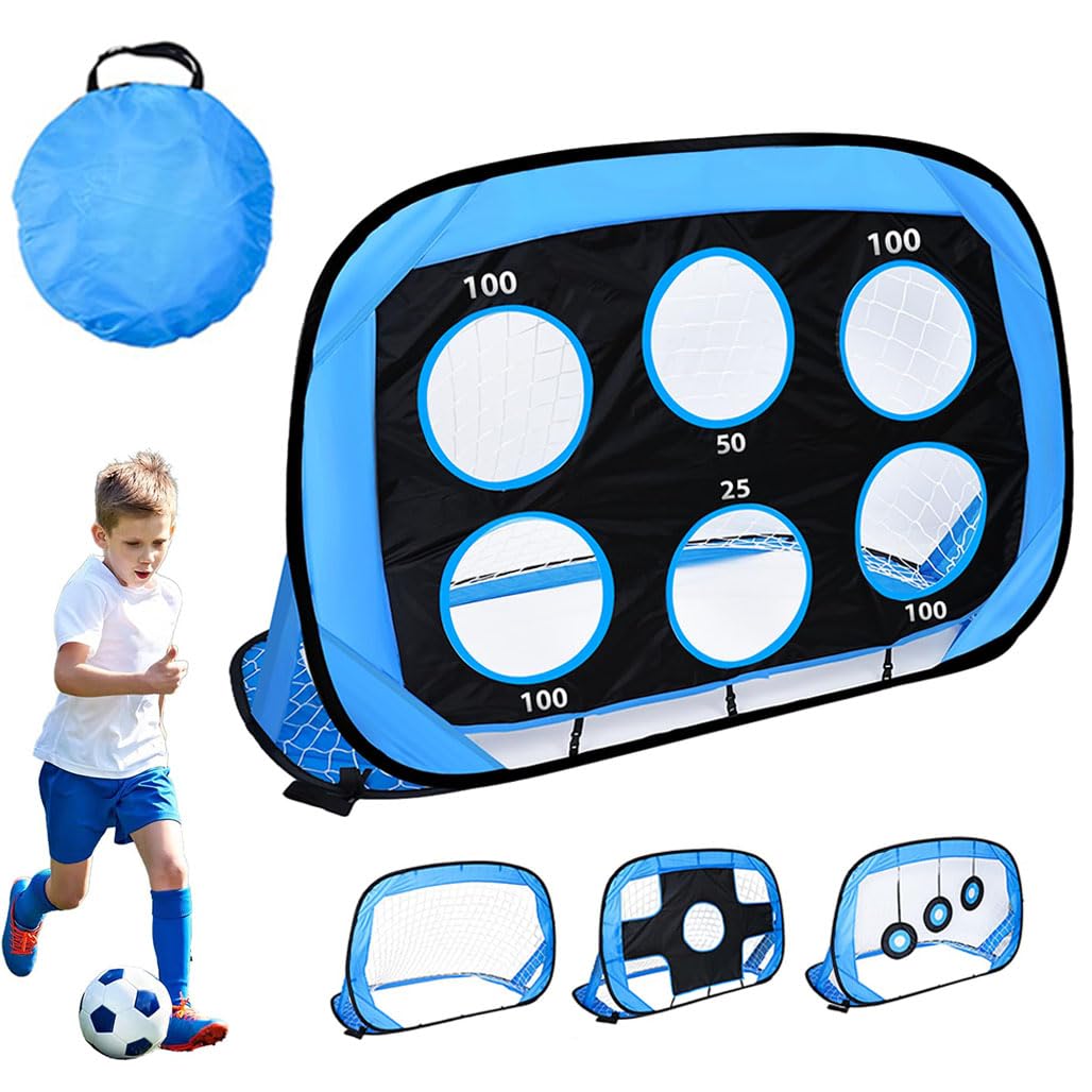 Soccer Goal, 4 in-1 Pop-Up Kids Football Goal with Carry Bag, Soccer Training, Portable Kids Soccer Goal for Backyard Practice, Outdoor Practice Soccer Net, for 3-12 Year Olds