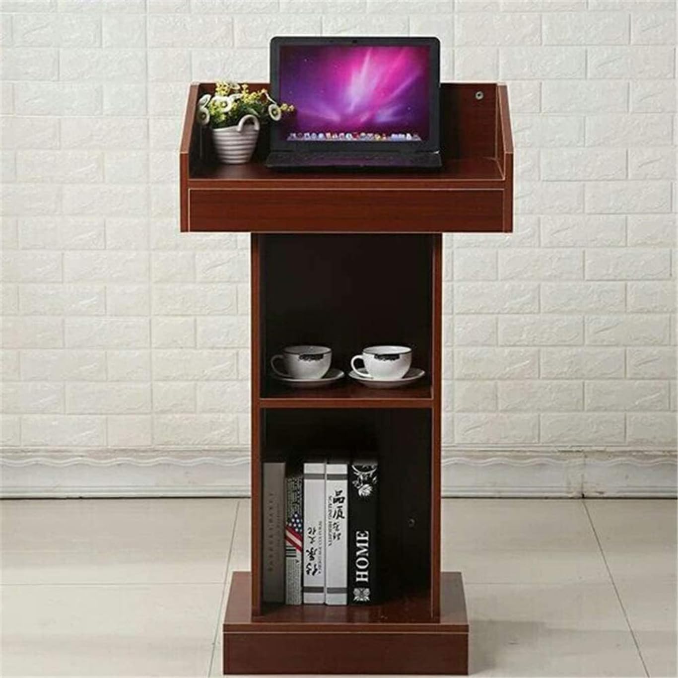 Church Church Podium – Podium de formation des enseignants – Table de réception pour réception de réception, consultant en stationnement, accueil pour restaurant, mariage, noir (teck)