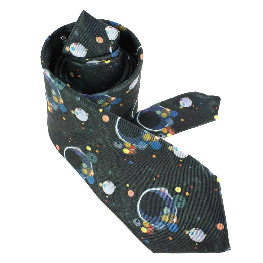 Brochier Soieries 1890. Cravate Lyonnaise. Kandinsky Several Circles, Soie. Noir - Fantaisie - FABRIQUE EN FRANCE