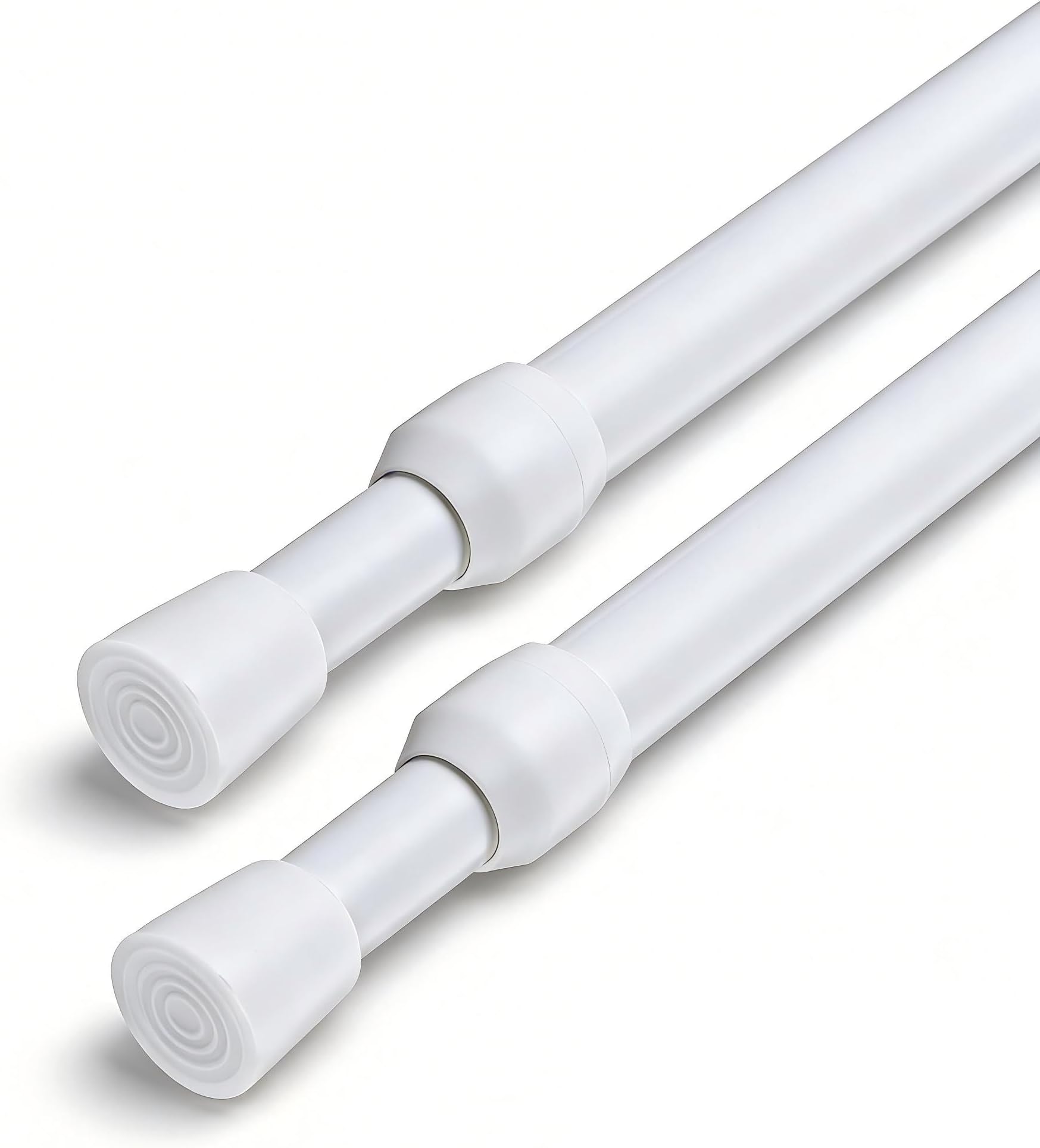 2 Pack Spring Tension Curtain Rod Adjustable 28-43 Inches，5/8" Diameter, White