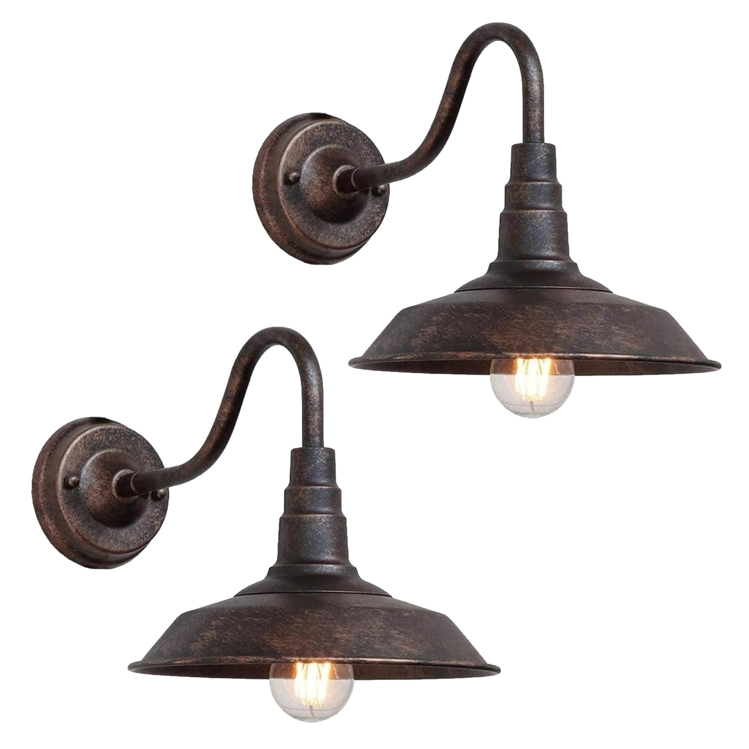 RIIGOOG 2-Pack Outdoor Gooseneck Barn Light 10