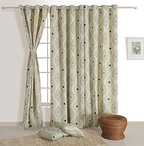 Image of Swayam 80% Blackout Polyester Window Curtain for Living Room & Bedroom | 5 Feet | Room Darkening Curtain with Eyelets | Pack of 1 | Geometric Design - Light Brown
