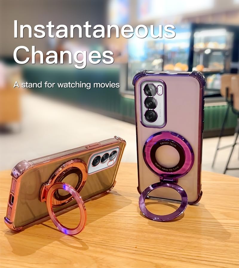 Funda Transparente Degradada Para OPPO Reno12 Pro 5G - TPU Silicona, Protección Reforzada En Esquinas, Color Rosa Verde