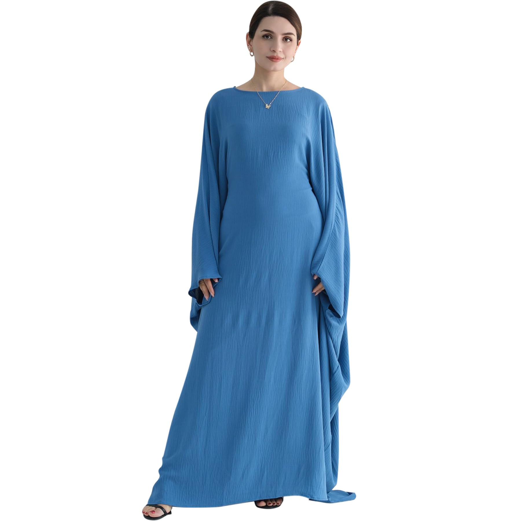 women muslim abaya dress 1piece bat sleeve islamic maxi robe fashion jilbab for women eid kaftan muslim robe