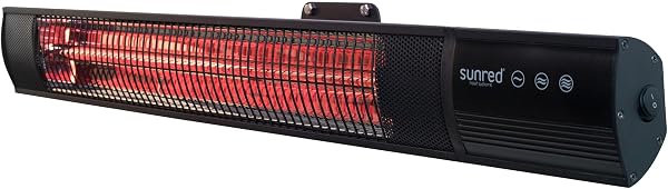 Sunred Grzejnik ścienny 2500 W, promiennik podczerwieni, na taras (czarny)