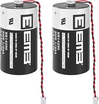 EEMB 3.6V LS14250 Battery ER14250 1/2AA 1200mAh Replacement Lithium Battery for Delta PLC Battery DVPABT01 DVP-EH/ES/SA/SS/SX Series 2 Pack
