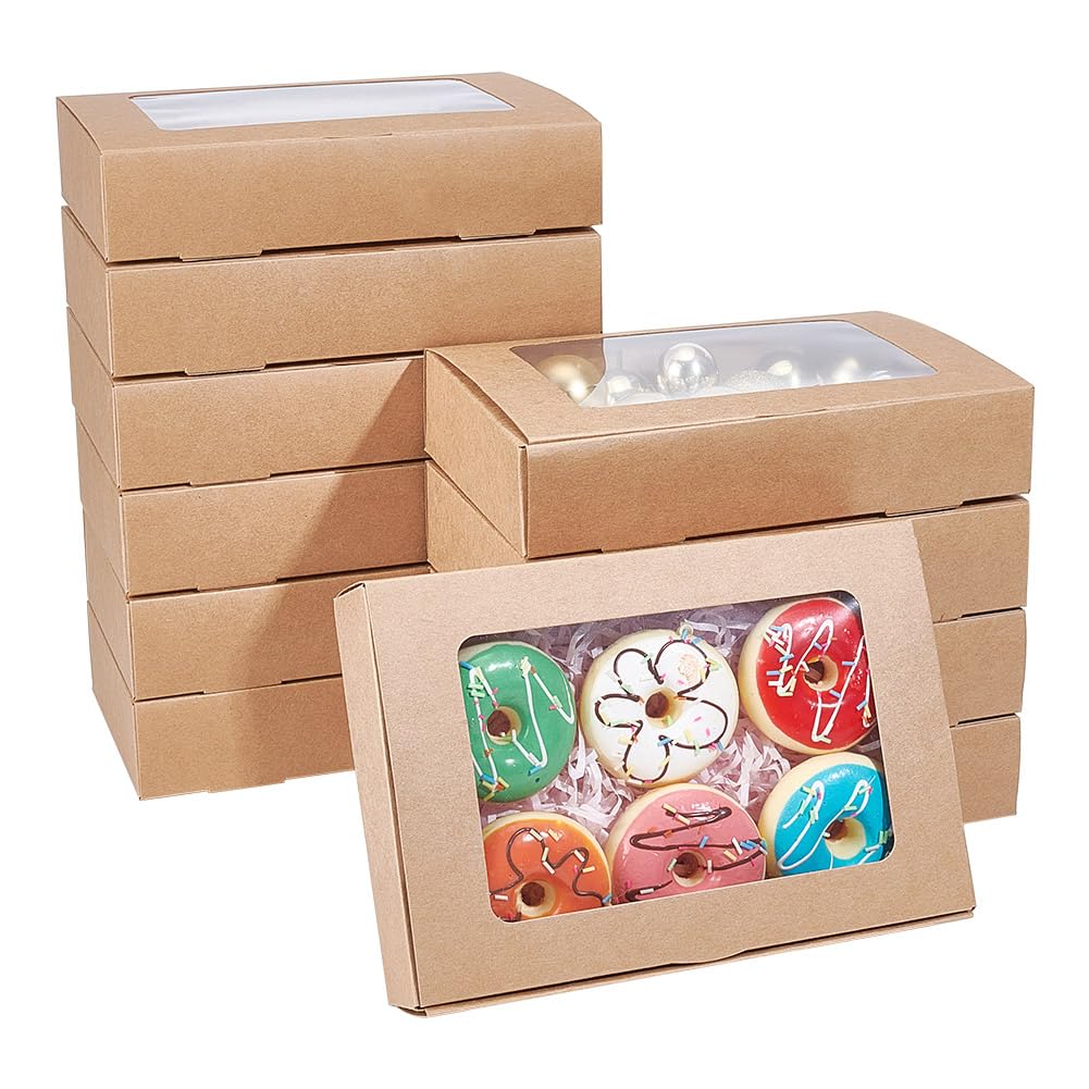 NBEADS 20 Stück Papierboxen Mit Fenster, Leckerli-Boxen Bäckerei-Boxen Mit Sichtbarem PVC-Fenster Geschenkverpackungsboxen Für Hochzeitsgeschenke Seife Kekse Partys, Rauchig, 23.3x15.5x5cm