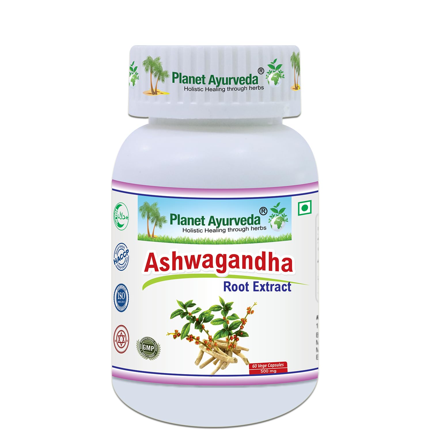 Planet Ayurveda Ashwagandha Capsules | Stress Relief | Rejuvenates Mind & Body - 60 Capsules