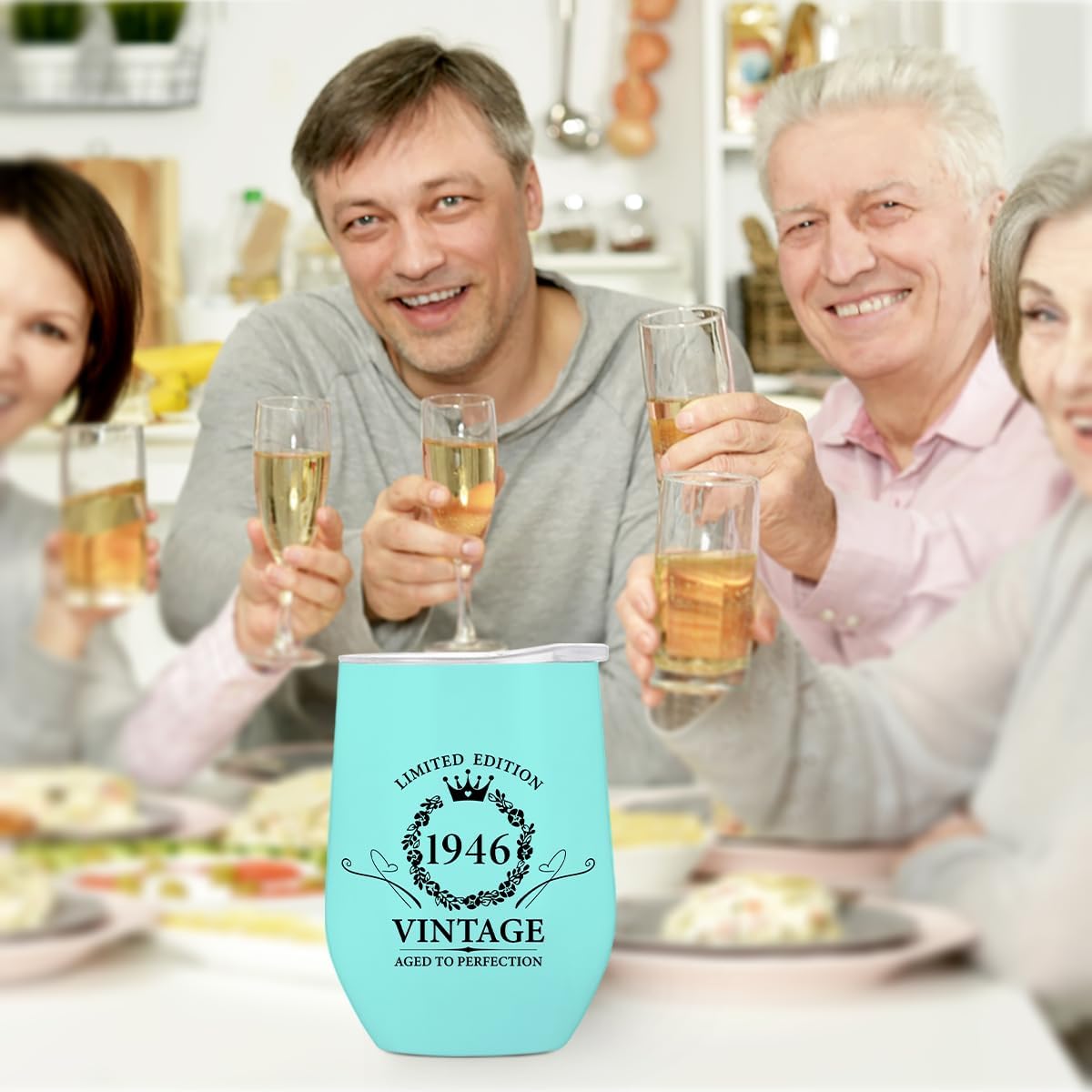 80th Birthday Gift for Women Men，80 Year Old Birthday Gifts for Women，Tumbler 12 oz Stainless Steel Vacuum Insulated Tumblers Womens 80th Birthday Gift Ideas Blue - Image 5