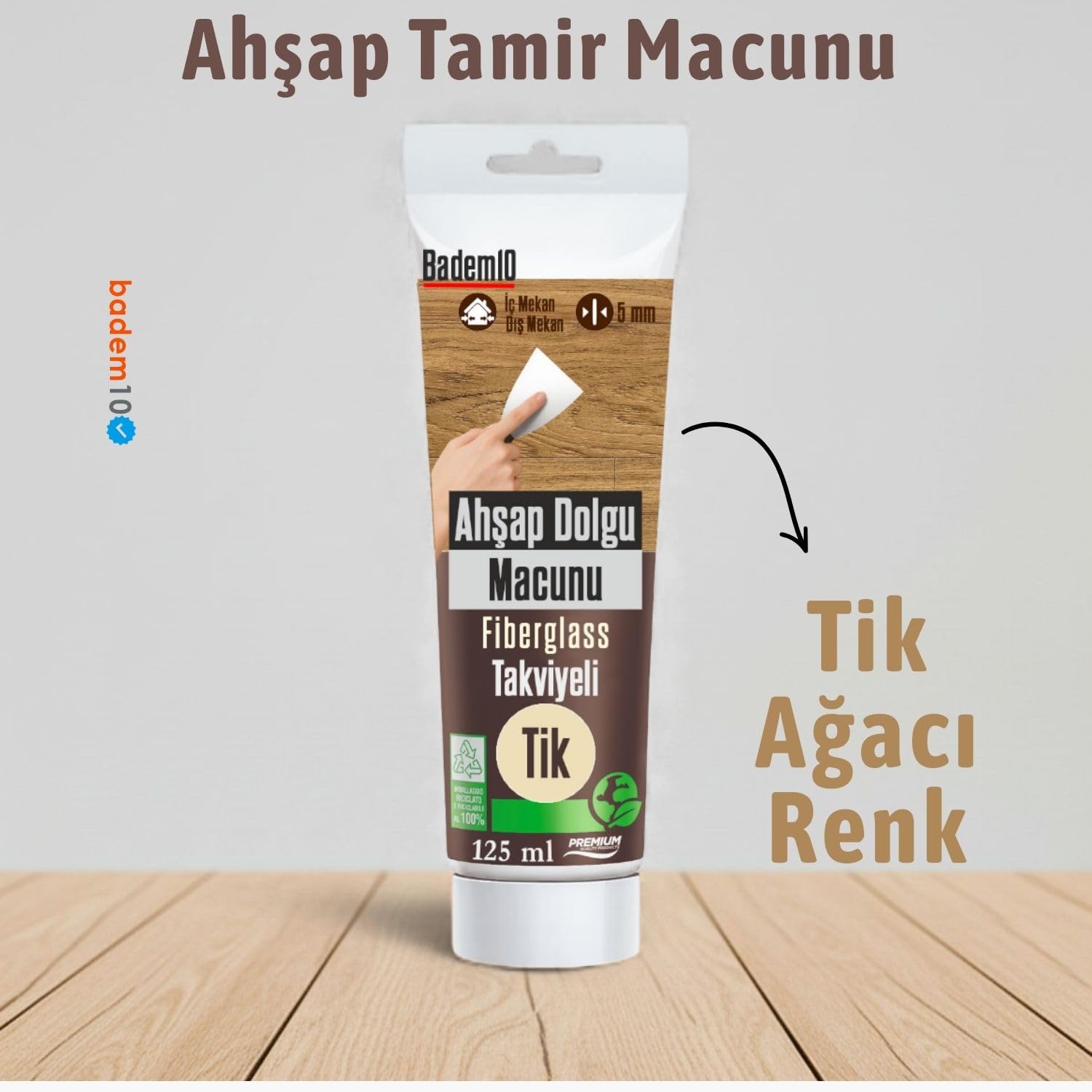 Ahşap Parke Tamir Macunu TİK Renk Mobilya Masa Dolgu Çatlak Çizik Giderici 125 ML Kullanıma Hazır