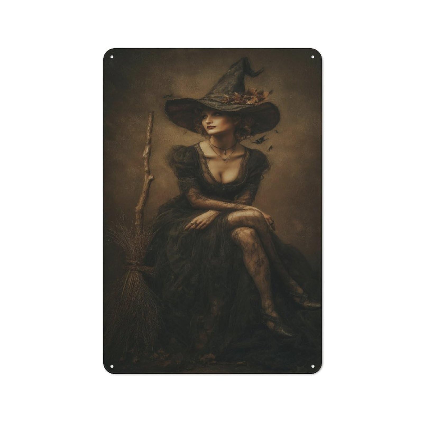 Jubonexis White Sexy Witch Tin Metal Signs Wall Art Decorations For Bar Pub Club Cafe Room Farmhouse 30X20cm