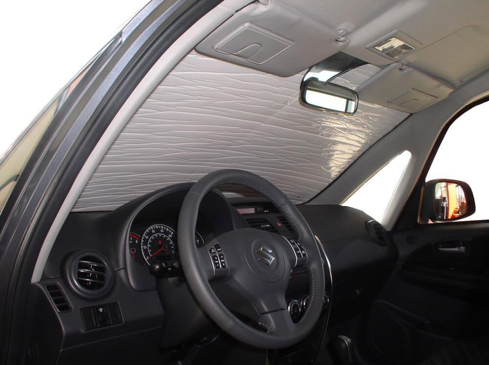 HeatShield, The Original Windshield Sun Shade, Custom-Fit for Suzuki SX4 Hatchback (5D) 2007, 2008, 2009, 2010, 2011, 2012, 2013 Silver Series
