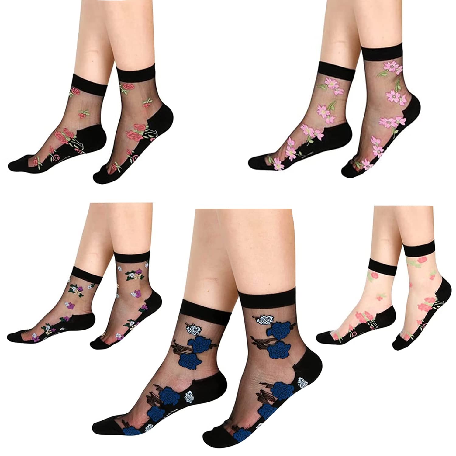 nicsy Women Floral Design Ankle Length,Calf Length, Peds/Footie/No-Show (Pack of 5)-picture-34