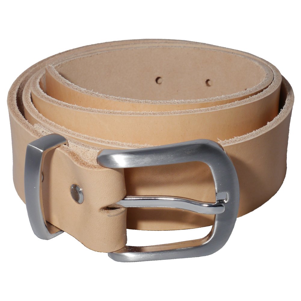 Wolfszeit Nickelfreier Ledergürtel SNAER aus echtem, hellen Rindleder - für Herren und Damen - ca. 3,9cm breit