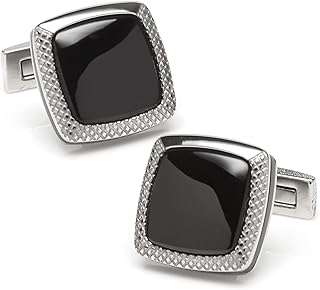 Onyx Cushion Stainless Steel Cufflinks