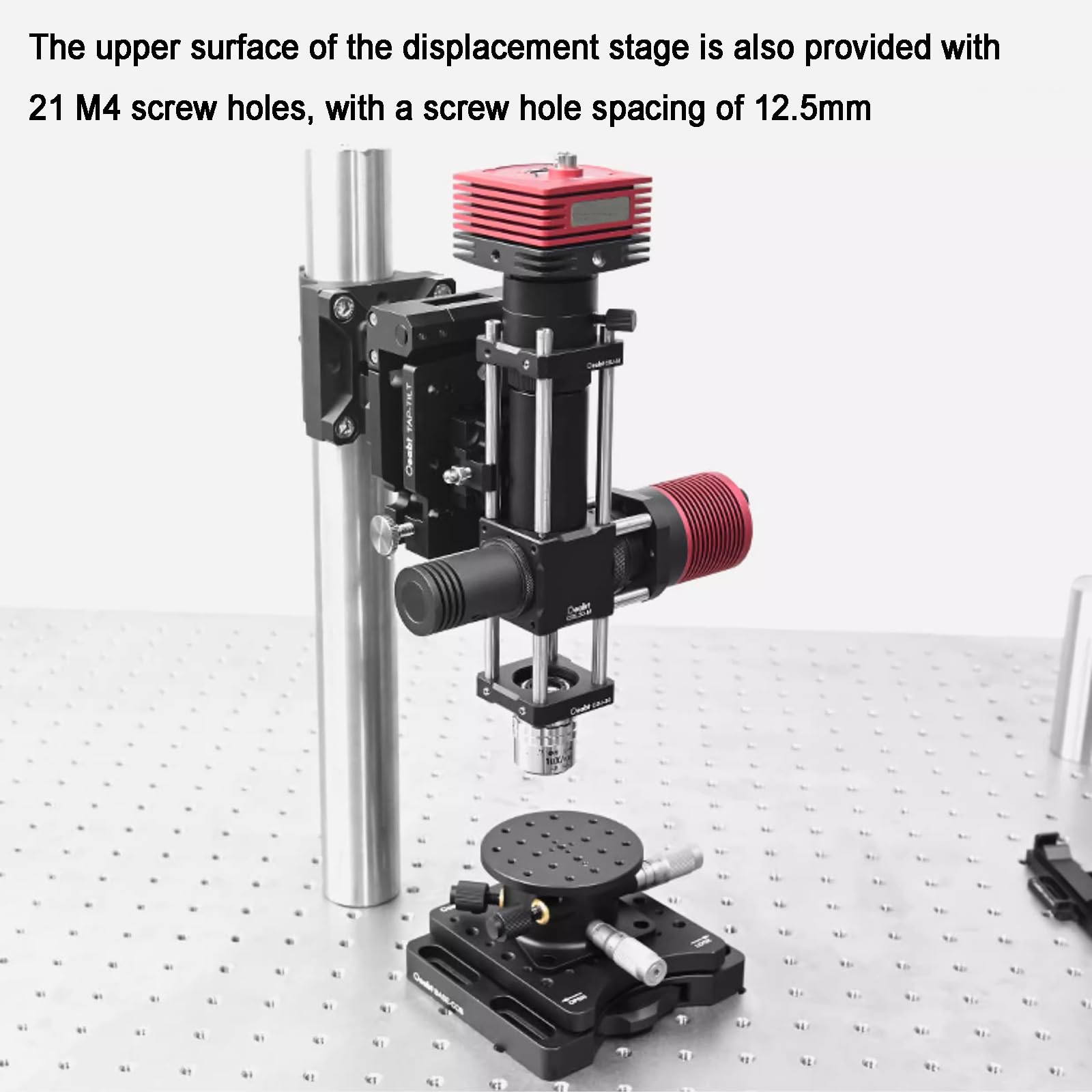 Etapa de desplazamiento manual del eje R con ajuste fino y plataforma de corte micrométrica de aleación de aluminio para maquinaria de producción, paso ± 4,1°, capacidad de carga 1 kg