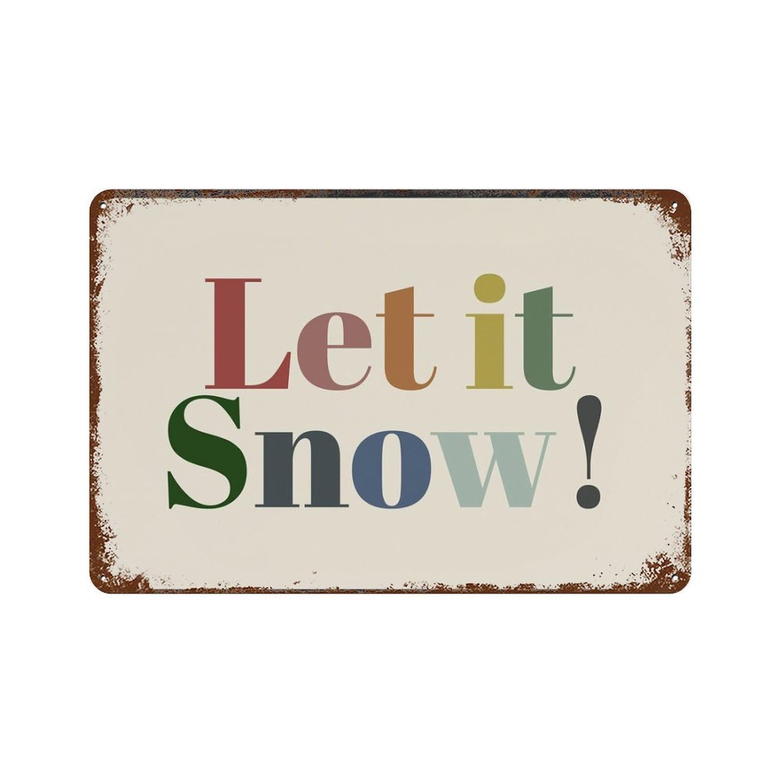 xiaoxiaoshen Minimalist Let It Snow Wall Art, Retro Winter Typography Wall Decor Art Metal Tin Poster Modern Home Decor Art Home Bar Shop Decorations Vintage Sign 20x30cm