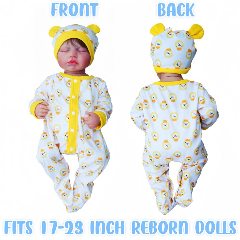 Reborn Baby Doll Clothes for 17-23 Inch Baby Dolls, Baby Doll Clothes Outfit Accessories fit 17-23 Inch Baby Doll Baby Clothing?Little Lion 6pcs Set ?
