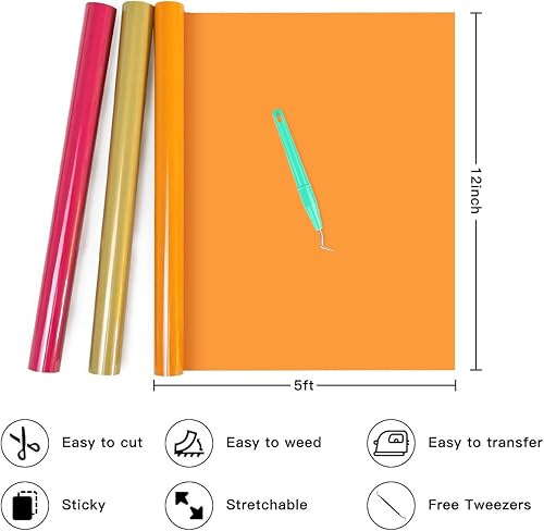 Miniatura 7 de HTVRONT Paquete de 12 vinilos de transferencia de calor fácil de desmalezar y máquina automática de prensa de calor para camisetas, 15 x 15 pulgadas